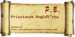 Prisztavok Boglárka névjegykártya